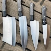 Hand Forged Carbon Steel Chef Set, Kitchen Knife Set