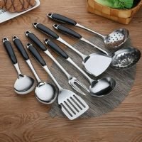 Spring Park Stainless Steel Cooking Utensil,Non-stick Cooking Utensils For Home or Picnic,Wooden Handle Heat Resistant, 06